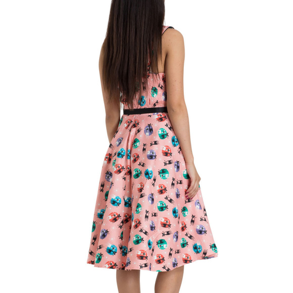 Voodoo Vixen Retro Kitty 50s Flared Dress NWT - Picture 2 of 9